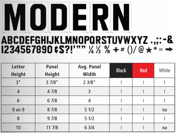 Gemini Pronto Modern Rigid Letter Size and Color Chart