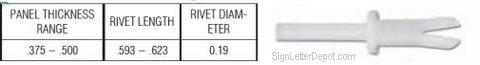 Letter Track plastic Rivet Specifications